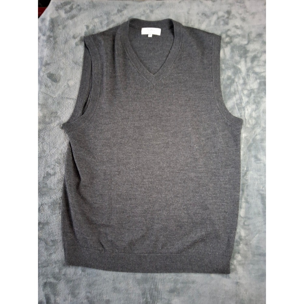 Turnbury Mens Extra Fine Merino Wool V-Neck Sweater Vest Charcoal Gray Large
